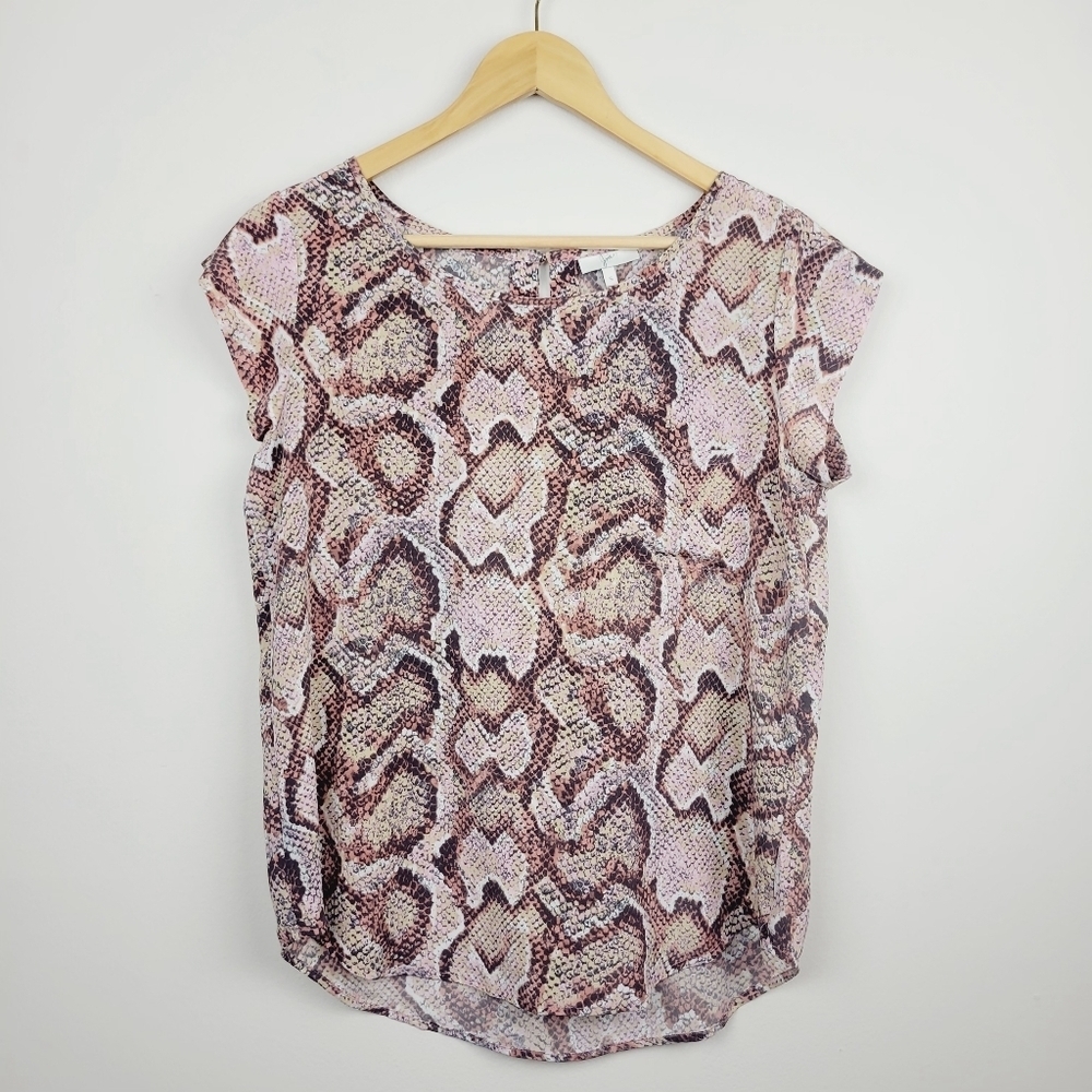 Joie Rancher Silk Python Snake Print Blouse Top S… - image 1